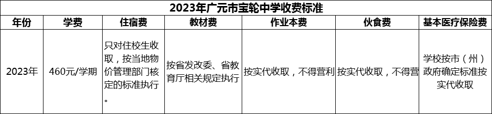 2024年廣元市寶輪中學(xué)學(xué)費多少錢？